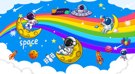 卡通宇航员儿童房背景