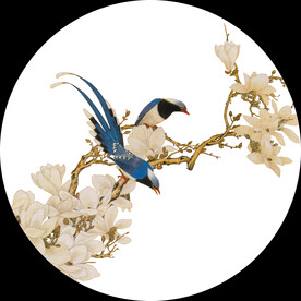 高清分层透明底圆形花鸟