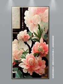 北欧油画风花卉玄关装饰画