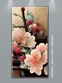 北欧油画风花卉玄关装饰画