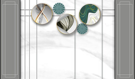 灰白大理石背景墙 几何图形圆