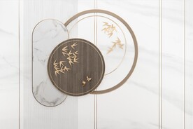 灰白大理石背景墙 几何图形圆