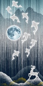 现代抽象九鱼图客厅玄关