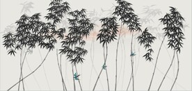 新中式水墨竹林风景背景墙壁画