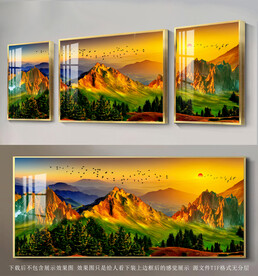 水彩三连装饰画