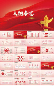 红色人物事迹介绍宣传PPT模板