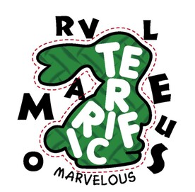 绿色纹理字母兔印花图案