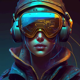 戴VR眼镜的女孩