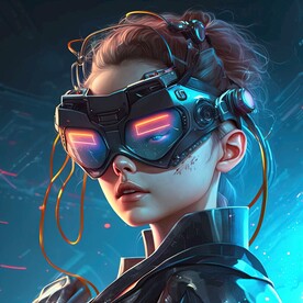 戴VR眼镜的女孩