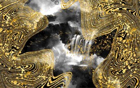 抽象山水水墨画