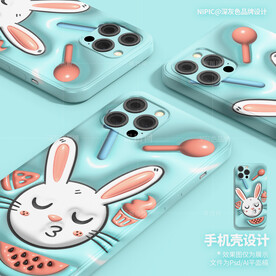 膨胀风立体可爱小兔手机壳