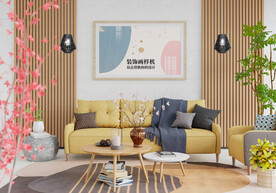 北欧客厅横幅画框装饰画样机