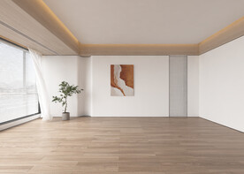 奶油风客厅空场景