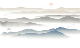 高清分层水墨山水背景墙