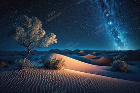 夜晚的沙漠星空