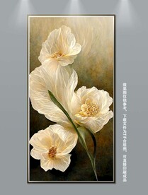 清新淡雅时尚梦幻花卉玄关装饰画