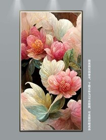 手绘北欧立体植物花卉玄关装饰画