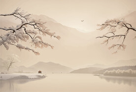 山水寒冬插画