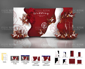 红白色婚礼设计效果图背景
