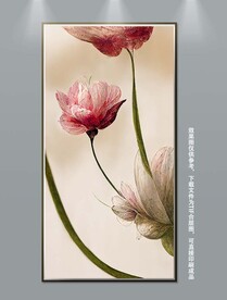 北欧手绘植物花卉玄关装饰画