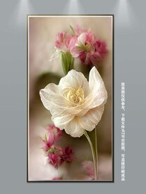 北欧手绘植物花卉玄关装饰画