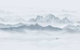 意境水墨山水画背景墙