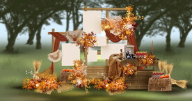 户外焦糖色木制婚礼效果图