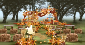 稻草人焦糖色木制婚礼效果图