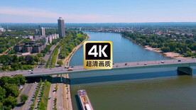 现代城市河流大桥街区美景