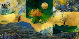 创意抽象三联画