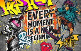 个性嘻哈涂鸦工装背景墙