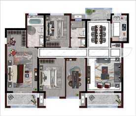 新中式彩平分层PSD家具素材图