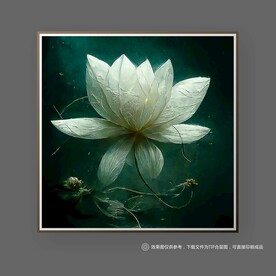 北欧金白色荷花创意艺术装饰画