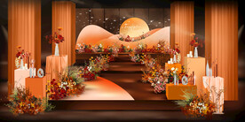 秋色系落日橙红色大气婚礼效果图