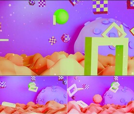 3D几何图案动画儿童节背景视频