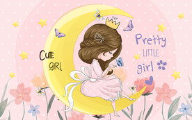 可爱小公主蝴蝶儿童房背景墙