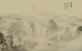 新中式山水情背景墙