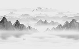 中式意境抽象水墨画背景墙