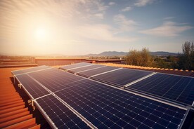 屋顶的太阳能电池板