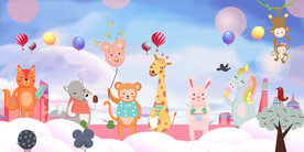 卡通动物儿童背景墙