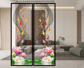 高清分层透明底屏风玻璃打印图