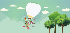 儿童墙热气球插画