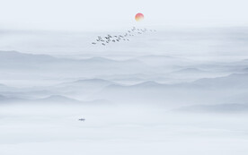 新中式水墨山水画背景墙