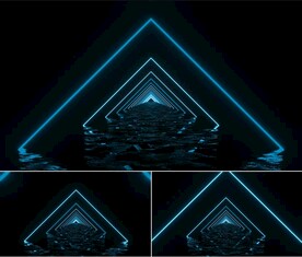 蓝色三角形光线穿梭视频素材