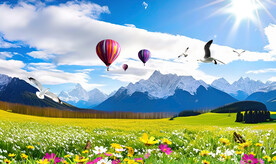 蓝天白云风景画