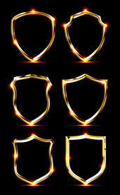 金色徽章盾牌图标装饰元素 