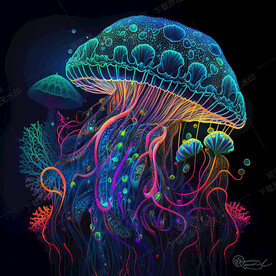 神秘的彩色水母