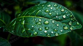 布满水滴的树叶