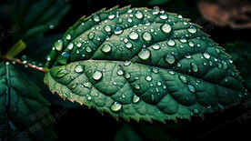 沾满露珠的树叶