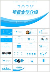蓝色项目合作介绍签约仪式PPT